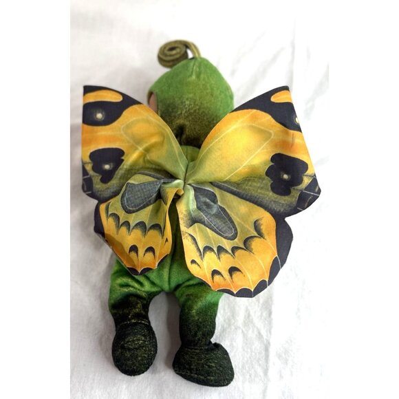 Baby Butterfly Doll By Anne Geddes - Green & Yellow Plush With Wings - Picture 3 of 4